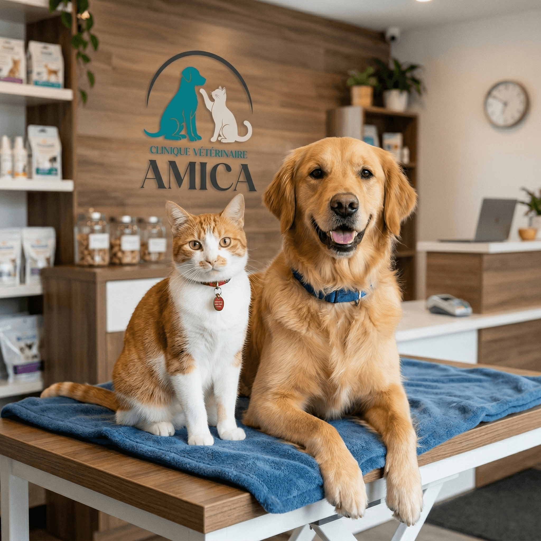 Un chien et un chat heureux